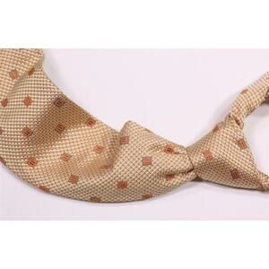 Mazzimo Bizzocchi Gold Blue Brown Woven Silk Handmade Necktie Tie